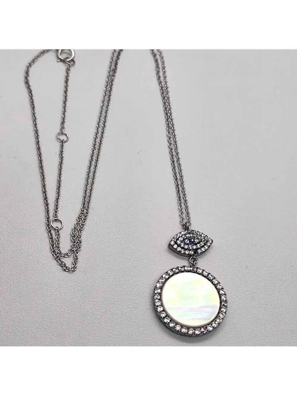 Brand New Sterling Silver 925 Evil Eye Round Necklace